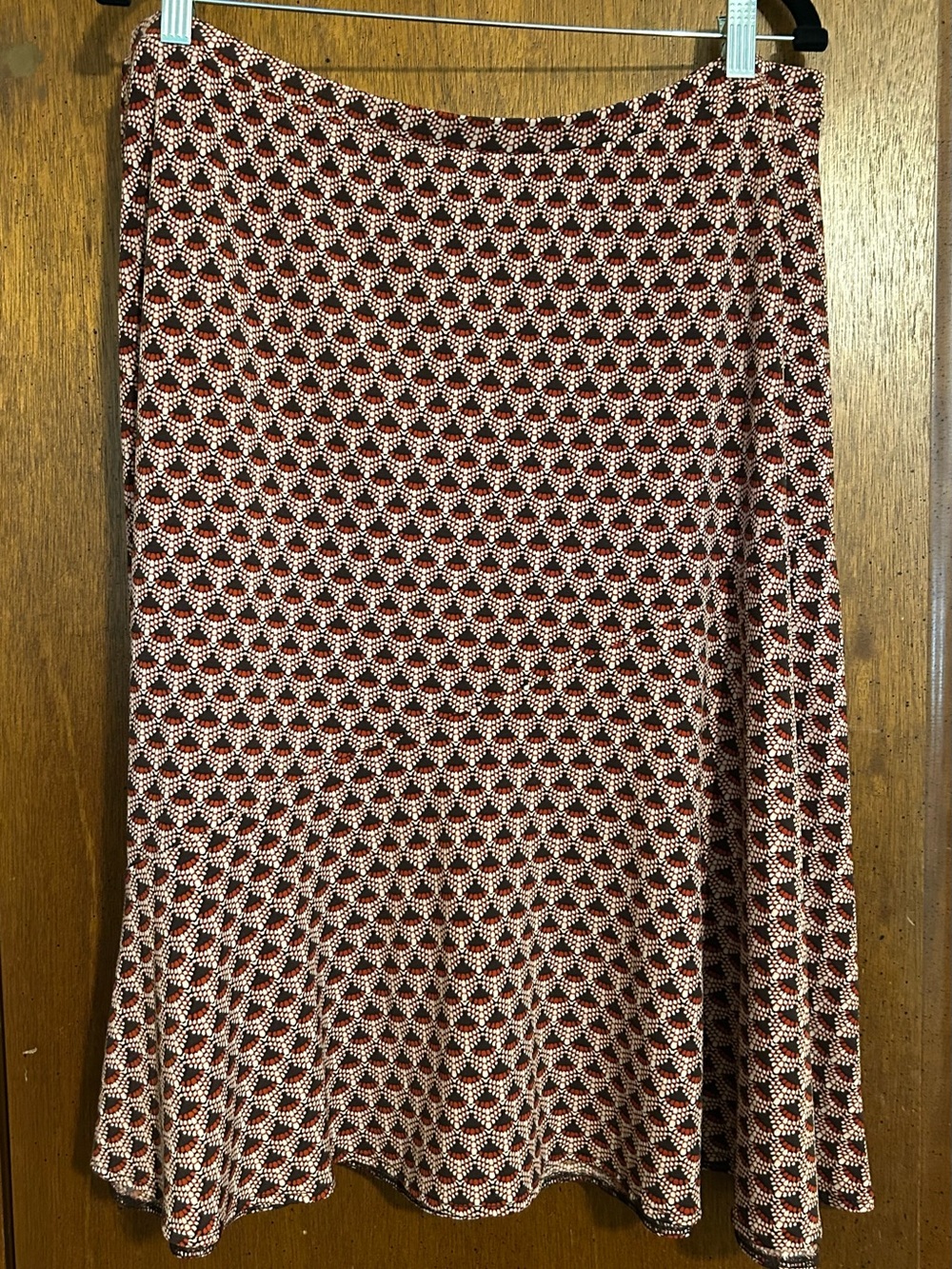 East 5th Red and Cream Patterned A-Line Skirt